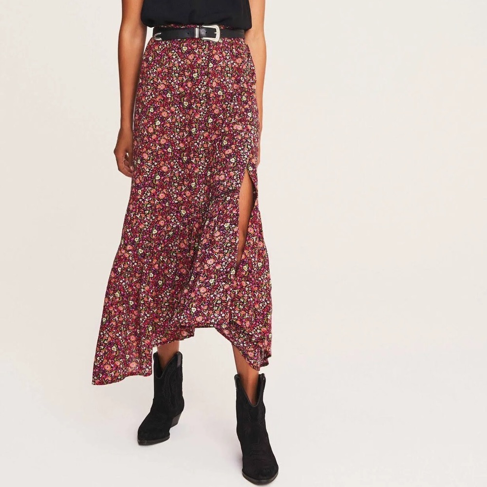 BA&SH Floral Print Sena Midi Wrap Skirt size S